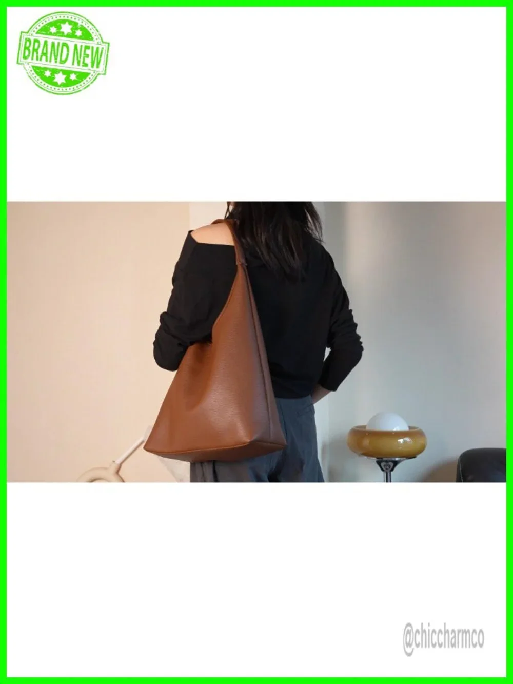 Large Slouchy Hobo Shoulder Bag Vegan Leather Everyday Purse 2-Piece Set